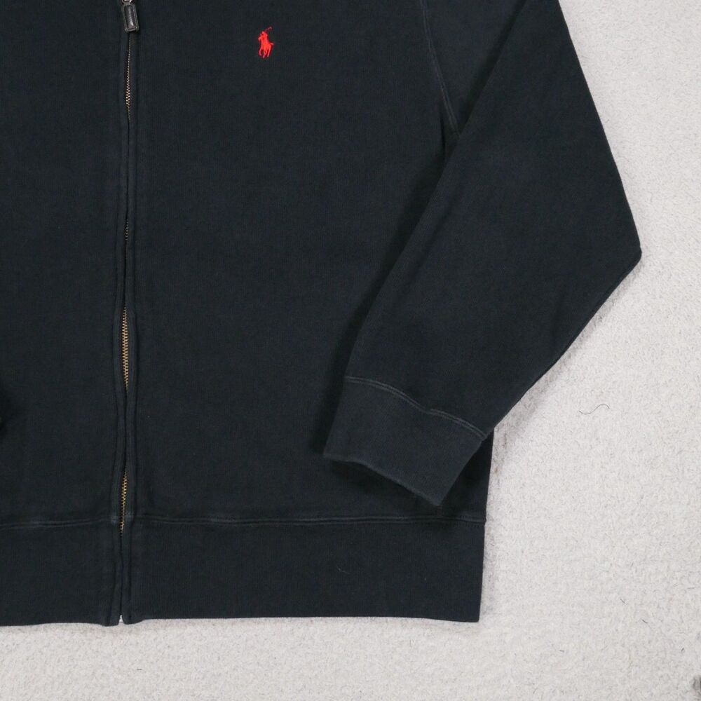 Polo Ralph Lauren Men’s XL Black Full Zip Mock Neck Sweatshirt Red Pony Logo - Picture 4 of 16